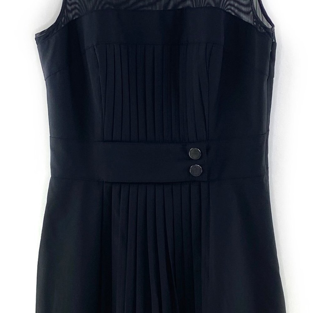 BEBE Black Wool Pleated Mesh Cocktail Dress #AZ4 - Picture 8 of 11